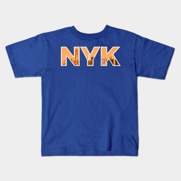 New York Knicks NYK Skyline Kids T-Shirt by StupidHead